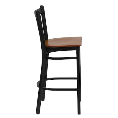 Flash Furniture HERCULES Traditional Metal Vertical Back Restaurant Barstool, Black/Cherry, 2-Pieces/Pack (2XUDG6R6BVTCHW)