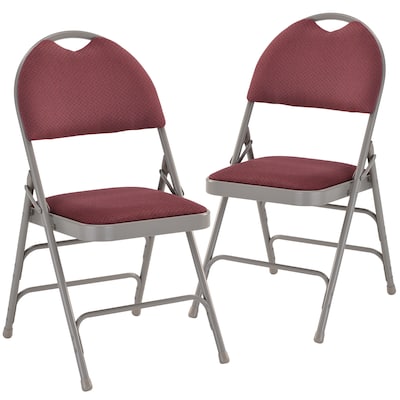 Flash Furniture HERCULES Series Fabric/Metal Folding Chair, Burgundy, 2/Pack (2HAMC705AF3BY)