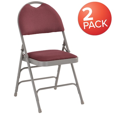Flash Furniture HERCULES Series Fabric/Metal Folding Chair, Burgundy, 2/Pack (2HAMC705AF3BY)