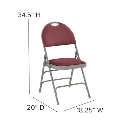 Flash Furniture HERCULES Series Fabric/Metal Folding Chair, Burgundy, 2/Pack (2HAMC705AF3BY)