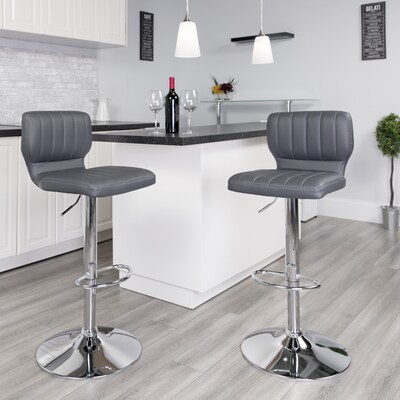 Flash Furniture Contemporary Vinyl Barstool, Gray, 2-Pieces (2CH132330GY)