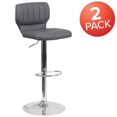 Flash Furniture Contemporary Vinyl Barstool, Gray, 2-Pieces (2CH132330GY)
