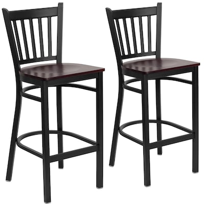 Flash Furniture HERCULES Traditional Metal Vertical Back Restaurant Barstool, Black/Mahogany, 2-Pieces/Pack (2XUDG6R6BVTMAW)