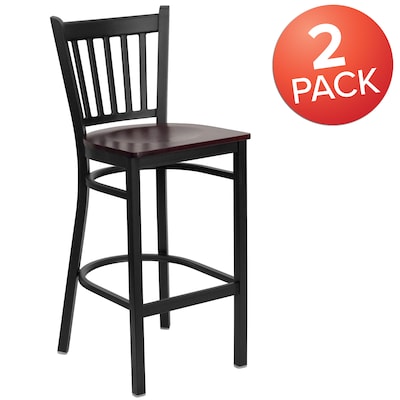 Flash Furniture HERCULES Traditional Metal Vertical Back Restaurant Barstool, Black/Mahogany, 2-Pieces/Pack (2XUDG6R6BVTMAW)