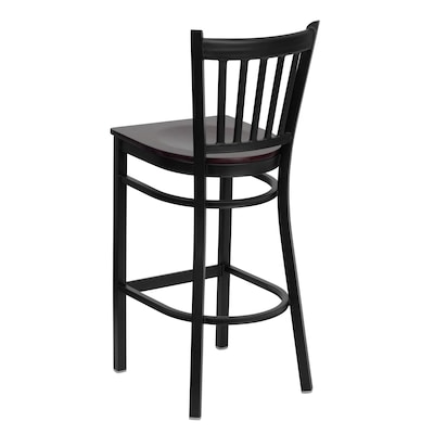 Flash Furniture HERCULES Traditional Metal Vertical Back Restaurant Barstool, Black/Mahogany, 2-Pieces/Pack (2XUDG6R6BVTMAW)
