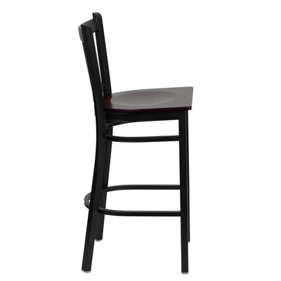 Flash Furniture HERCULES Traditional Metal Vertical Back Restaurant Barstool, Black/Mahogany, 2-Pieces/Pack (2XUDG6R6BVTMAW)