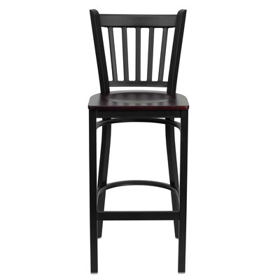Flash Furniture HERCULES Traditional Metal Vertical Back Restaurant Barstool, Black/Mahogany, 2-Pieces/Pack (2XUDG6R6BVTMAW)