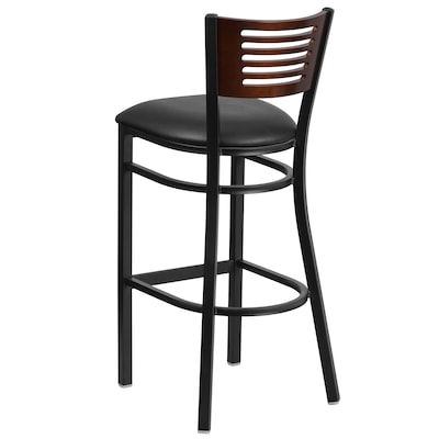 Flash Furniture HERCULES Series Traditional Metal Slat Back Restaurant Barstool, Black/Walnut, 2-Pieces/Pack (2XUDG6H1BWALBKV)