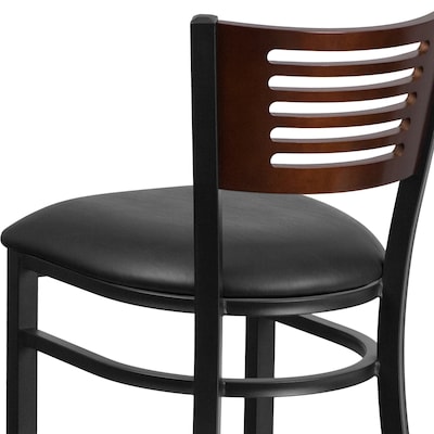 Flash Furniture HERCULES Series Traditional Metal Slat Back Restaurant Barstool, Black/Walnut, 2-Pieces/Pack (2XUDG6H1BWALBKV)