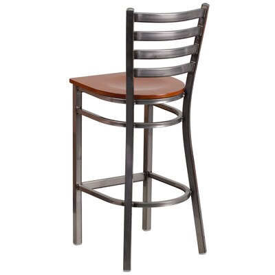 Flash Furniture HERCULES Traditional Metal Ladder Back Restaurant Barstool, Clear Coat/Cherry, 2-Pieces/Pack (2XUDG697CBARCHW)