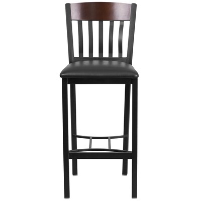 Flash Furniture Eclipse Traditional Metal Vertical Back Restaurant Barstool, Black/Walnut, 2-Pieces/Pack (2XUDG60618BWBKV)