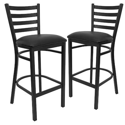 Flash Furniture HERCULES Series Traditional Metal Ladder Back Restaurant Barstool, Black, 2-Pieces/P