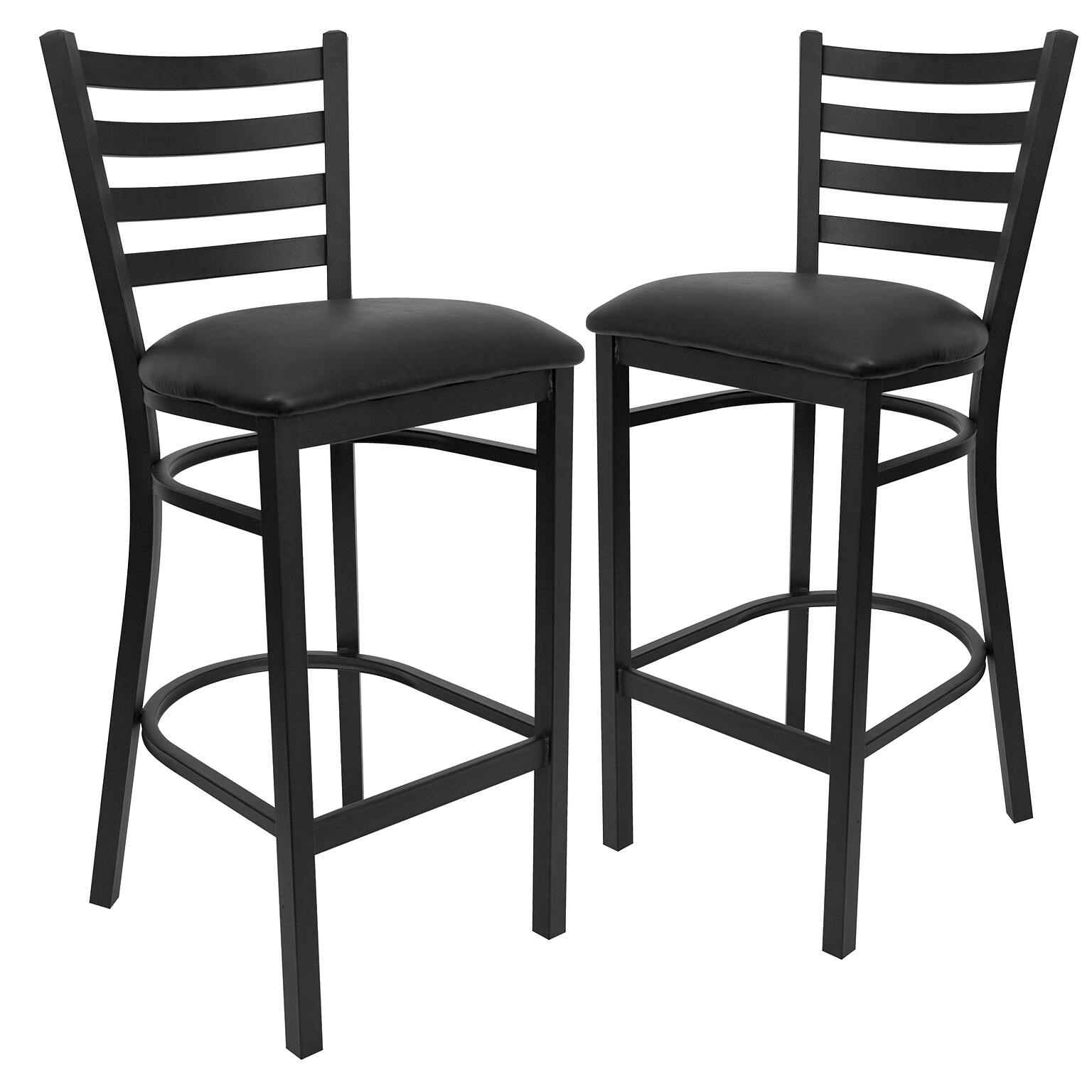 Flash Furniture HERCULES Series Traditional Metal Ladder Back Restaurant Barstool, Black, 2-Pieces/Pack (2XUDG697BBKV)
