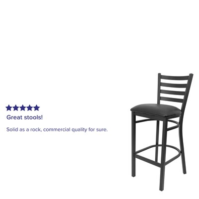Flash Furniture HERCULES Series Traditional Metal Ladder Back Restaurant Barstool, Black, 2-Pieces/Pack (2XUDG697BBKV)