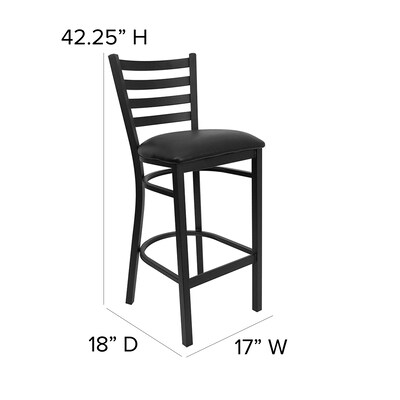 Flash Furniture HERCULES Series Traditional Metal Ladder Back Restaurant Barstool, Black, 2-Pieces/Pack (2XUDG697BBKV)