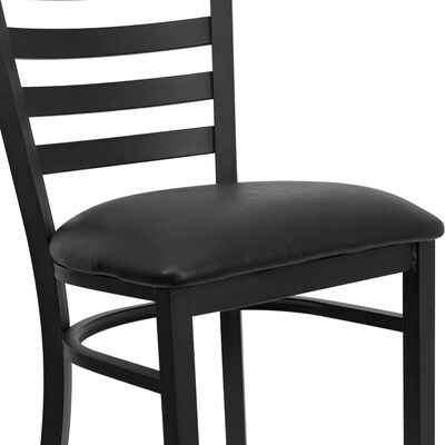 Flash Furniture HERCULES Series Traditional Metal Ladder Back Restaurant Barstool, Black, 2-Pieces/Pack (2XUDG697BBKV)