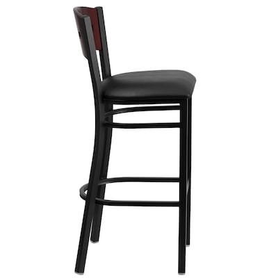 Flash Furniture HERCULES Traditional Metal Square Back Restaurant Barstool, Black/Mahogany, 2-Pieces/Pack (2XUDG515MAHBBKV)