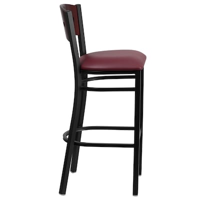 Flash Furniture HERCULES Traditional Metal Square Back Barstool, Black/Mahogany/Burgundy, 2-Pieces/Pack (2XUDG515MAHBBGV)