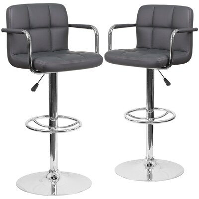 Flash Furniture Contemporary Vinyl Barstool, Gray, 2-Pieces (2CH102029GY)