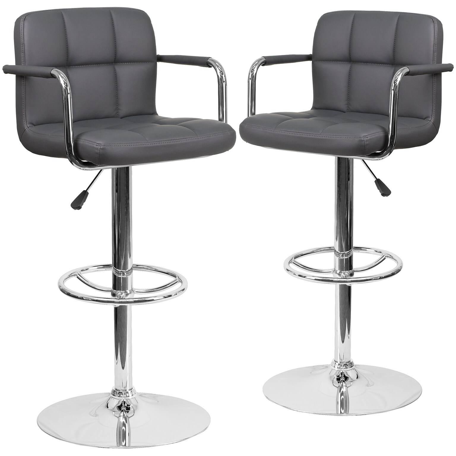 Flash Furniture Contemporary Vinyl Barstool, Gray, 2-Pieces (2CH102029GY)