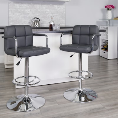 Flash Furniture Contemporary Vinyl Barstool, Gray, 2-Pieces (2CH102029GY)