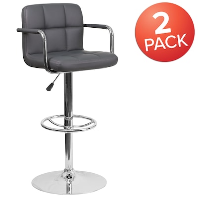 Flash Furniture Contemporary Vinyl Barstool, Gray, 2-Pieces (2CH102029GY)