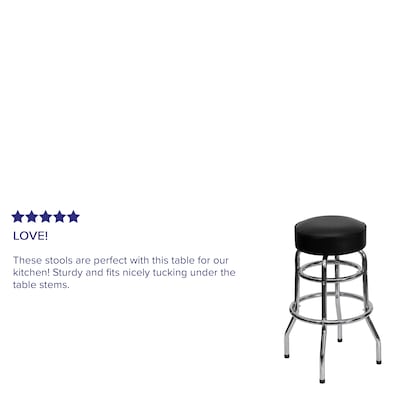 Flash Furniture Bruno Traditional Vinyl/Metal Double Ring Barstool without Back, Chrome/Black, 2-Pieces/Pack (2XUD100)