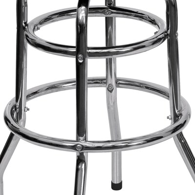 Flash Furniture Bruno Traditional Vinyl/Metal Double Ring Barstool without Back, Chrome/Black, 2-Pieces/Pack (2XUD100)