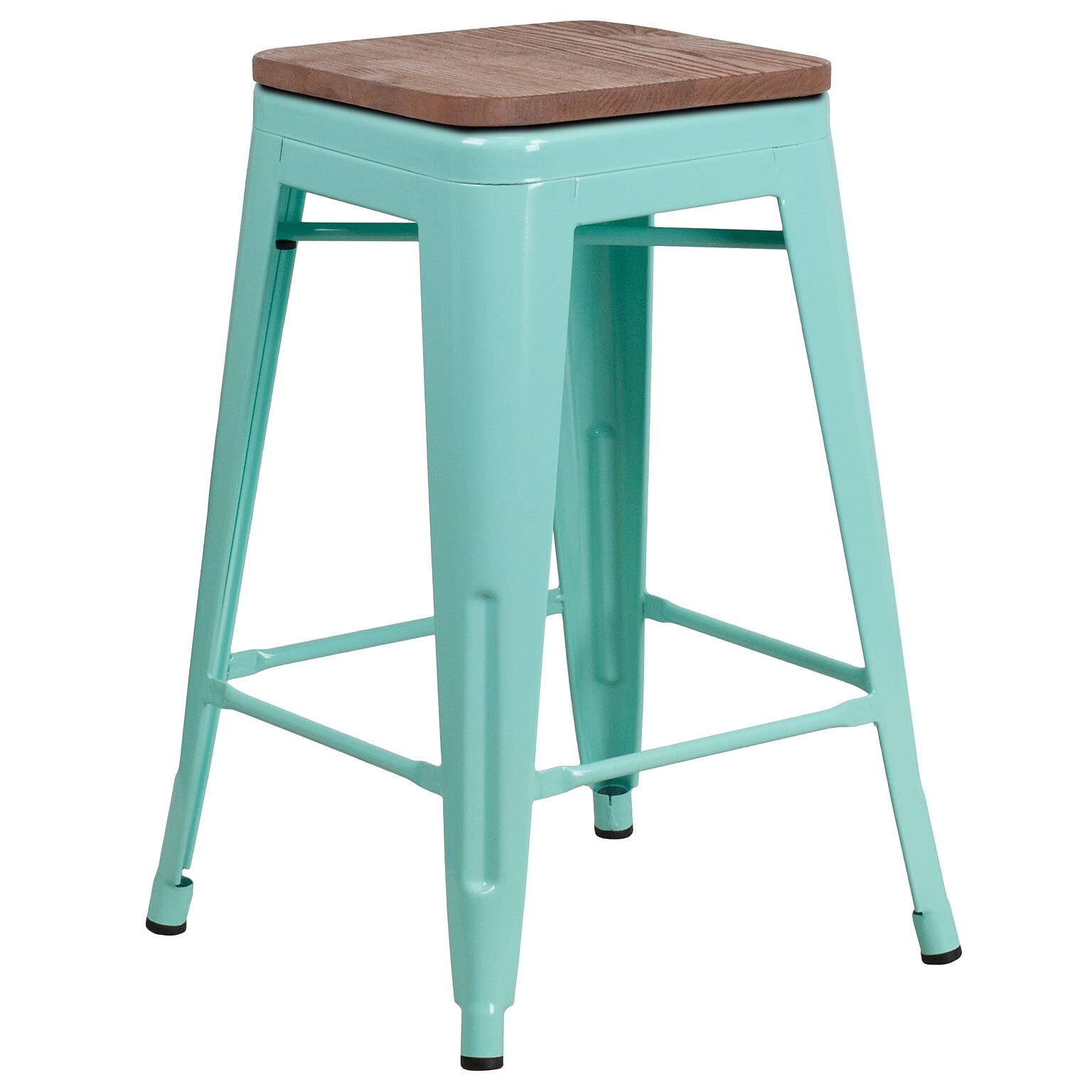 Flash Furniture Sinclair Industrial Metal Counter Height Stool without Back, Mint Green (ETBT350324MINTW)