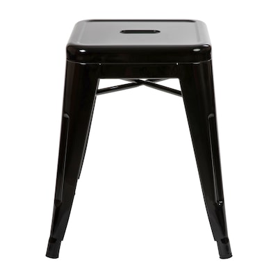 Flash Furniture Kai Industrial Iron Table Height Stackable Restaurant Stool without Back, Black, 4-Pieces/Pack (ETBT350318BLK)