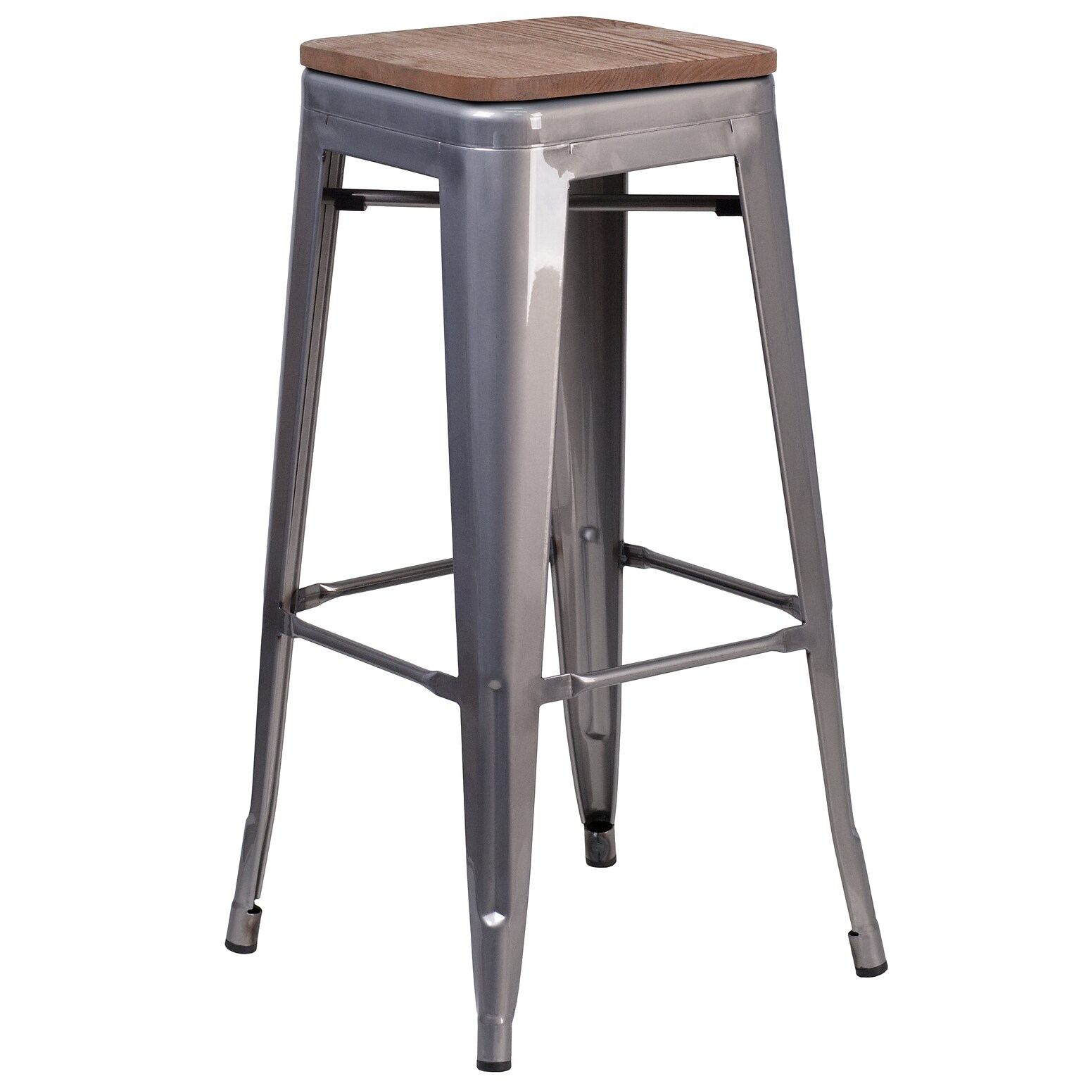 Flash Furniture Lincoln Contemporary Metal Barstool without Back, Clear Coat (XUDGTP000430W)