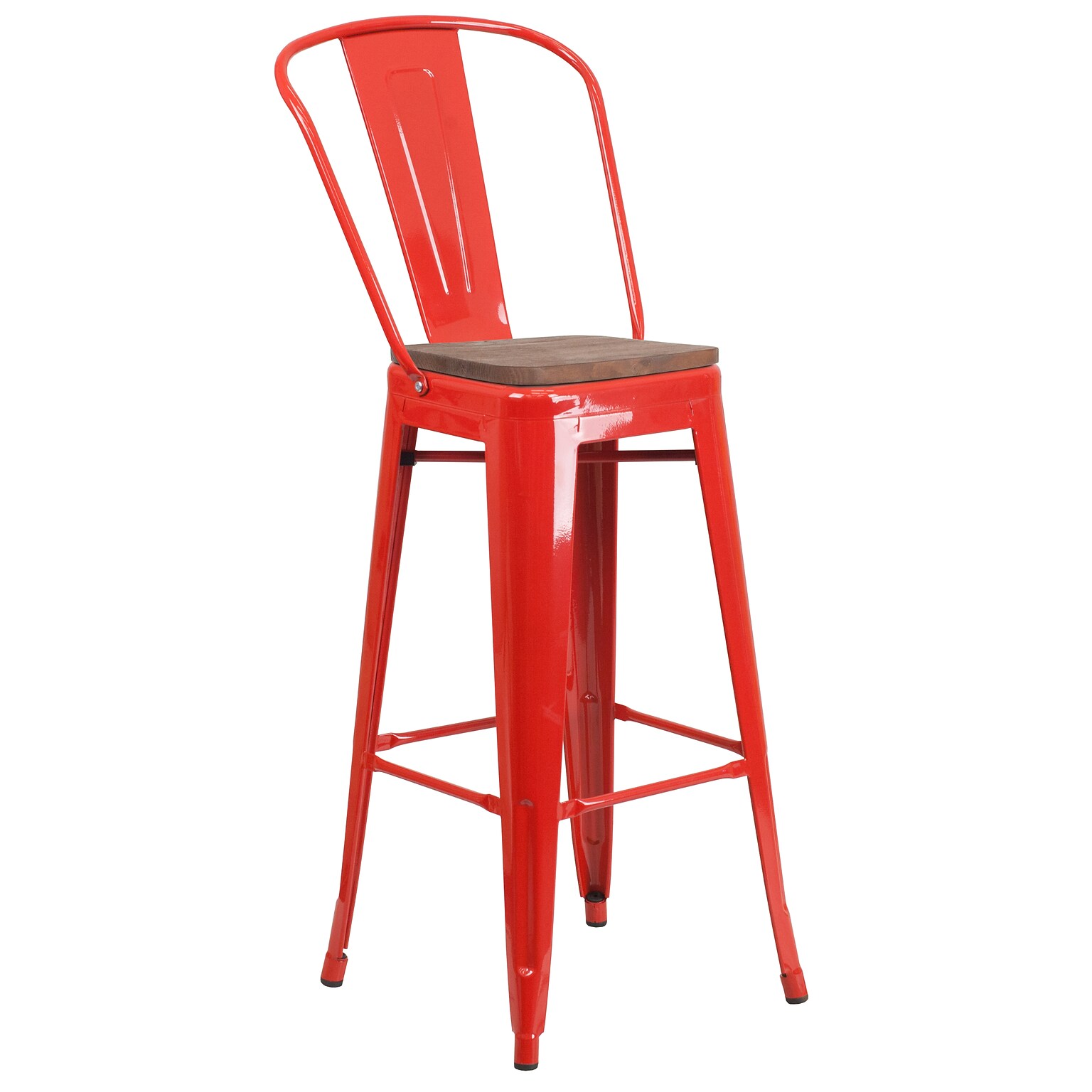 Flash Furniture Lily Contemporary Metal Vertical Back Barstool, Red (CH3132030GBREDW)