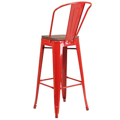 Flash Furniture Lily Contemporary Metal Vertical Back Barstool, Red (CH3132030GBREDW)