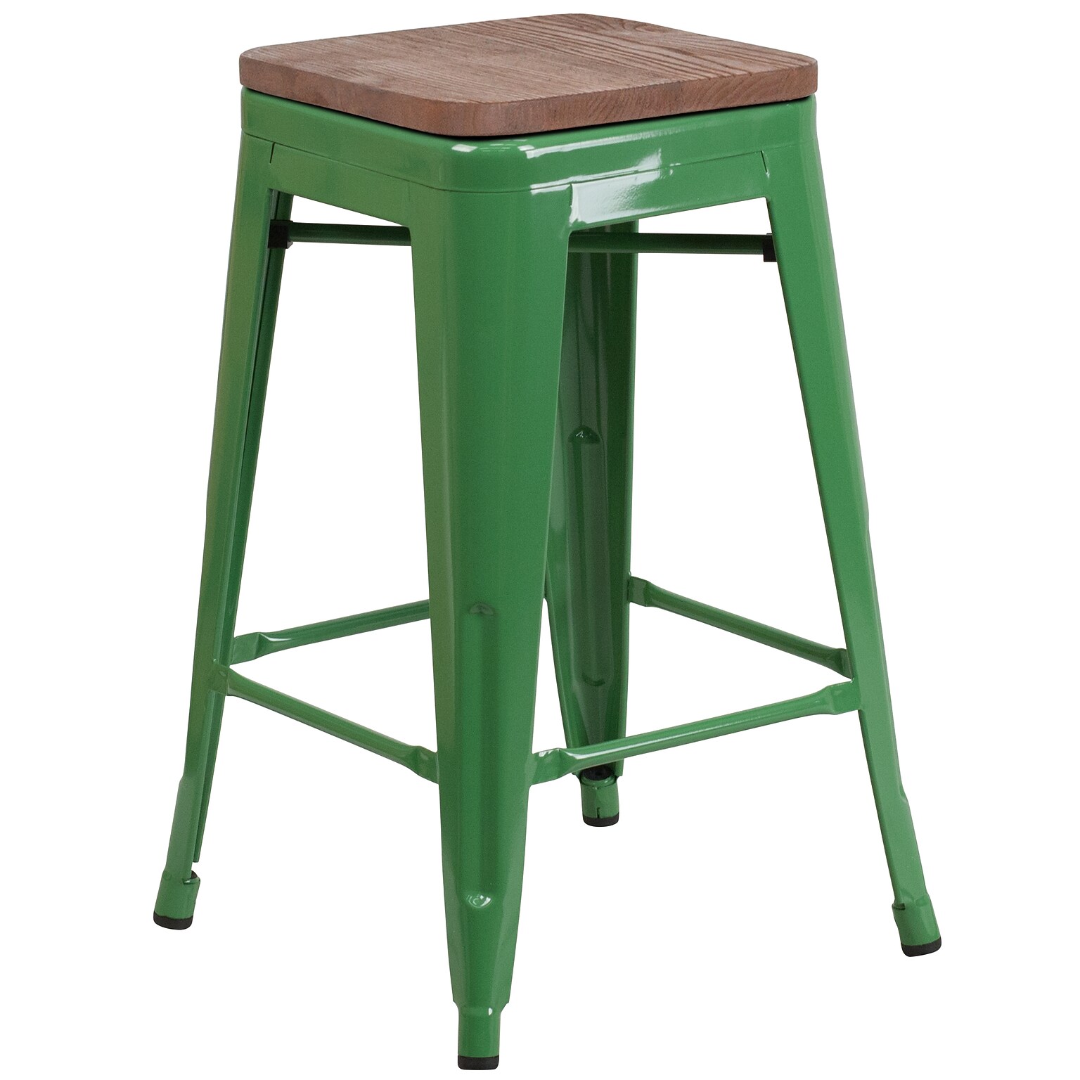 Flash Furniture Lily Industrial Metal Counter Height Stool without Back, Green (CH3132024GNW)