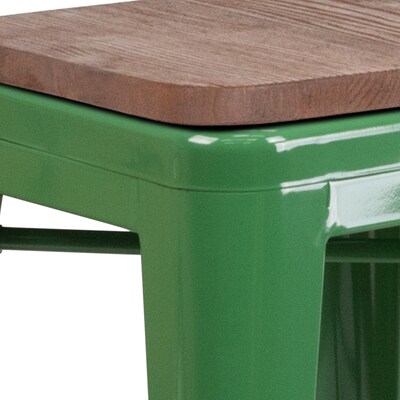 Flash Furniture Lily Industrial Metal Counter Height Stool without Back, Green (CH3132024GNW)