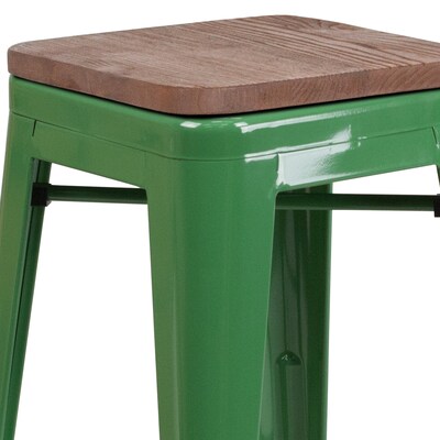 Flash Furniture Lily Industrial Metal Counter Height Stool without Back, Green (CH3132024GNW)