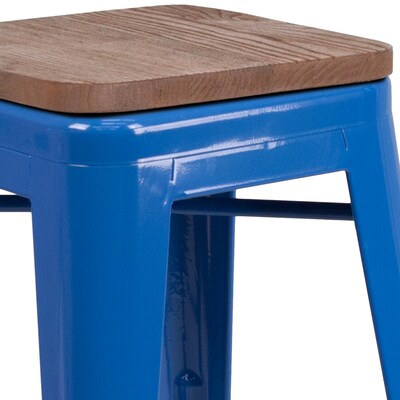 Flash Furniture Lily Industrial Metal Counter Height Stool without Back, Blue (CH3132024BLW)