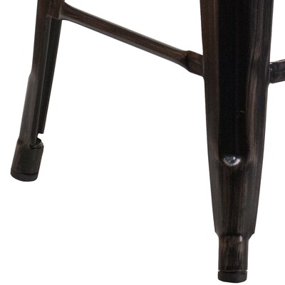 Flash Furniture Lily Industrial Metal Counter Height Stool without Back, Black-Antique Gold (CH3132024BQW)