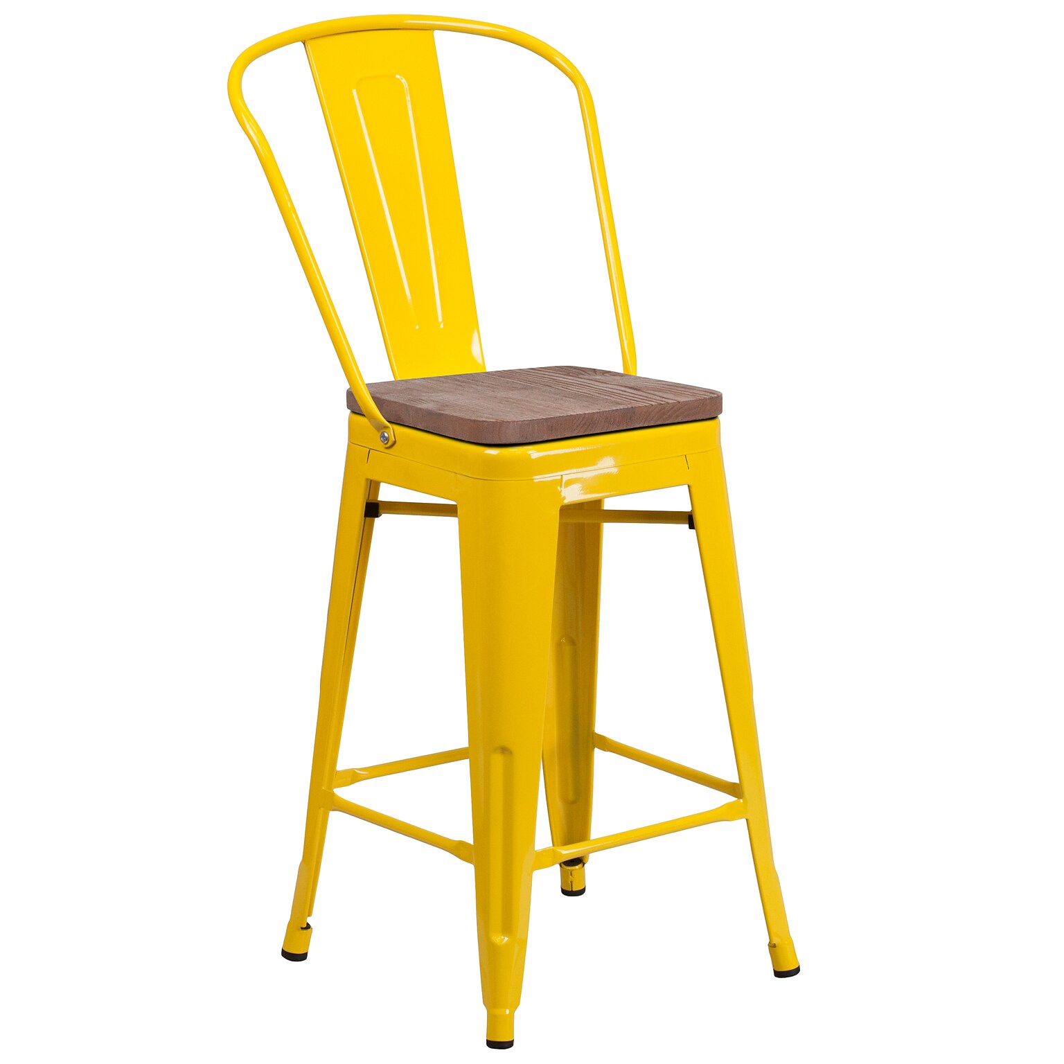 Flash Furniture Lily Contemporary Metal Vertical Back Counter Height Stool, Yellow (CH3132024GBYLW)