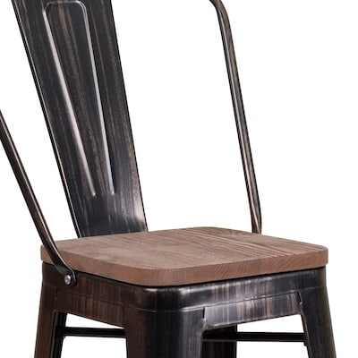 Flash Furniture Lily Contemporary Metal Vertical Back Counter Height Stool, Black-Antique Gold (CH3132024GBBQW)