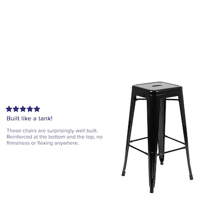 Flash Furniture Cierra Industrial Metal Indoor Bar Stool without Back, Black, 4-Pieces/Pack (4ET3132030BKR)