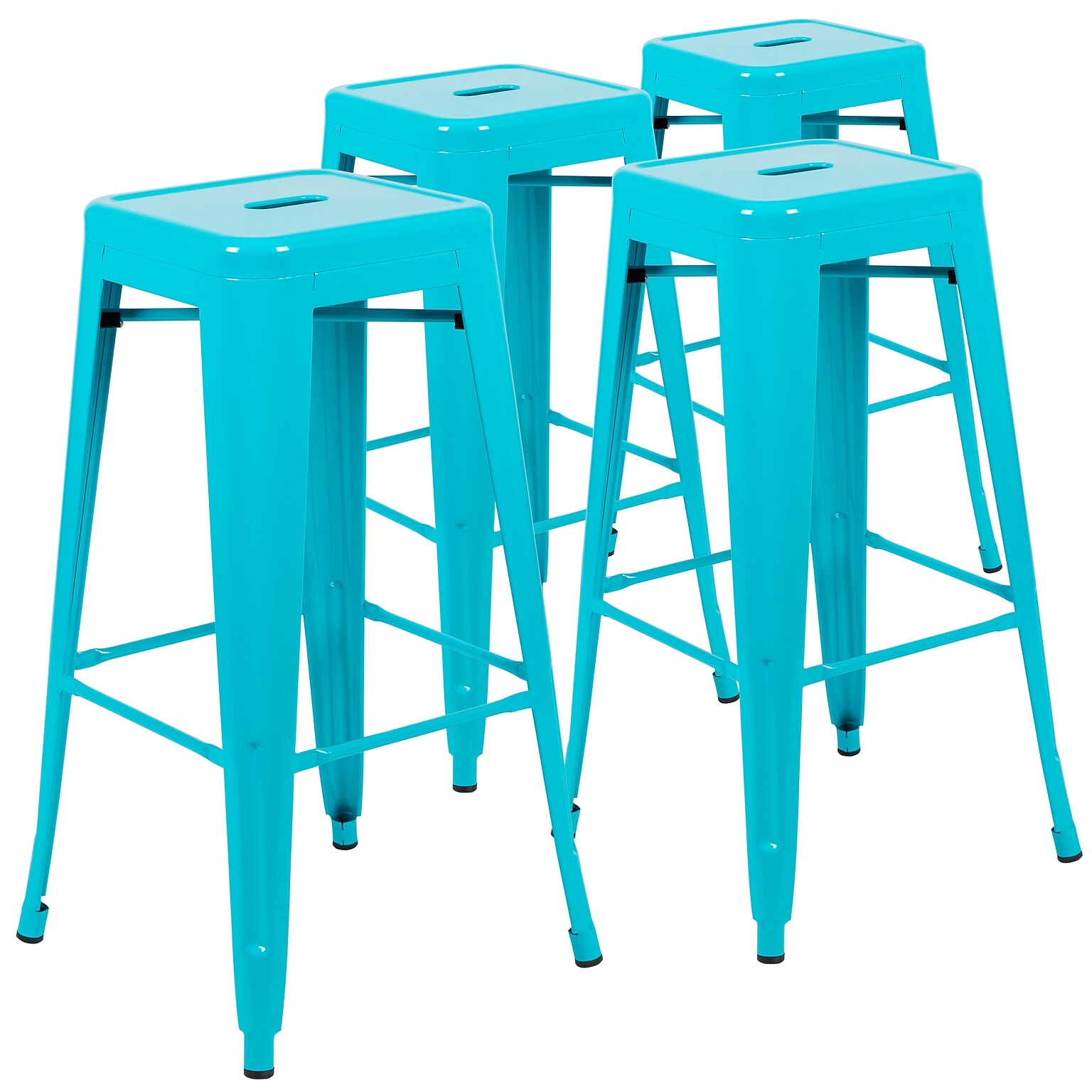 Flash Furniture Cierra Industrial Metal Indoor Bar Stool without Back, Teal, 4-Pieces/Pack (4ET3132030TLR)