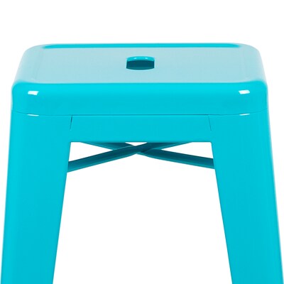 Flash Furniture Cierra Industrial Metal Indoor Bar Stool without Back, Teal, 4-Pieces/Pack (4ET3132030TLR)