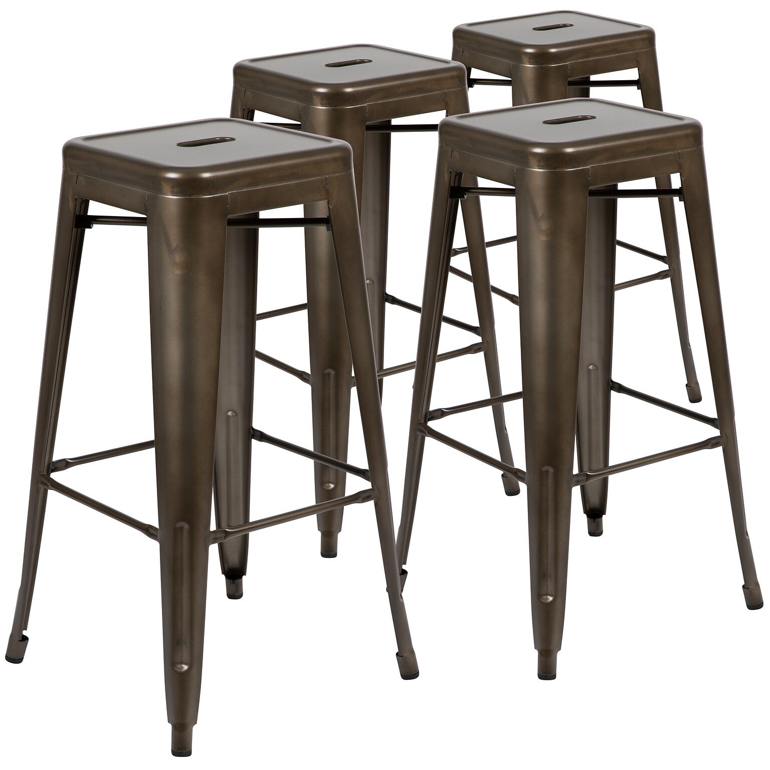 Flash Furniture Cierra Industrial Metal Indoor Bar Stool without Back, Gun Metal Gray, 4-Pieces/Pack (4ET3132030GNR)