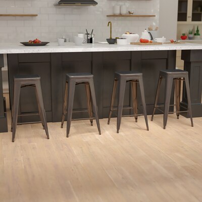Flash Furniture Cierra Industrial Metal Indoor Bar Stool without Back, Gun Metal Gray, 4-Pieces/Pack (4ET3132030GNR)