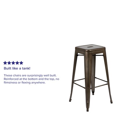 Flash Furniture Cierra Industrial Metal Indoor Bar Stool without Back, Gun Metal Gray, 4-Pieces/Pack (4ET3132030GNR)