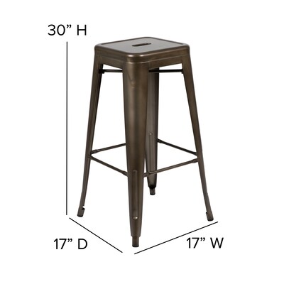 Flash Furniture Cierra Industrial Metal Indoor Bar Stool without Back, Gun Metal Gray, 4-Pieces/Pack (4ET3132030GNR)