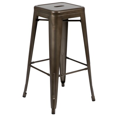 Flash Furniture Cierra Industrial Metal Indoor Bar Stool without Back, Gun Metal Gray, 4-Pieces/Pack (4ET3132030GNR)