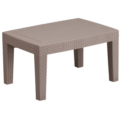 Flash Furniture Seneca Faux Rattan Coffee Table, Light Gray (DADSF2T)
