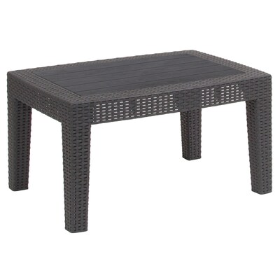 Flash Furniture Seneca Faux Rattan Coffee Table, Dark Gray (DADSF2TDKGY)